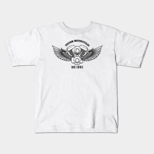 Custom Motorcycle workshop Emblem Kids T-Shirt